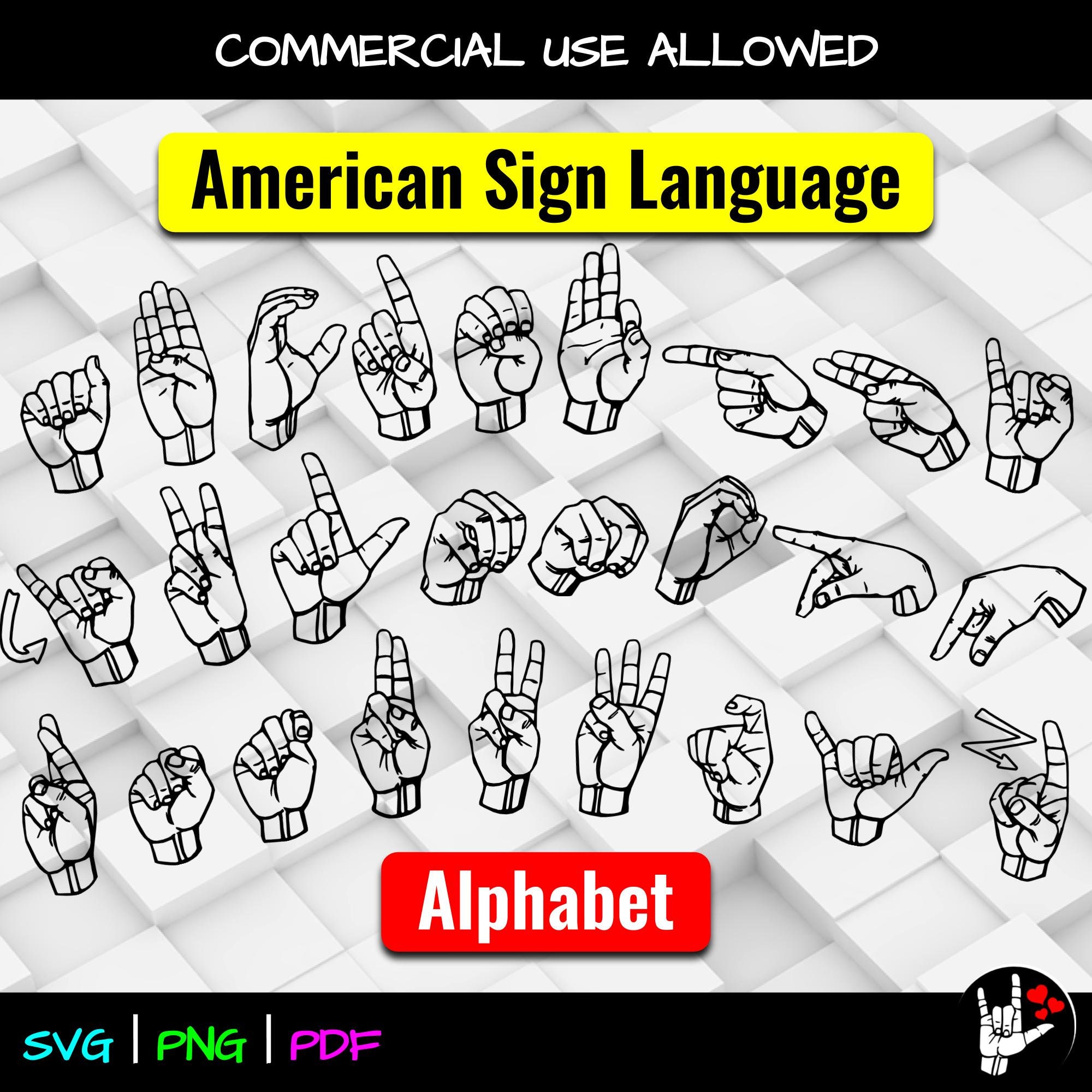 ASL SVG Sign Language Alphabet SVG • American Sign Language svg • asl Alphabet • Sign Language Clipart • asl svg png • cut files printable