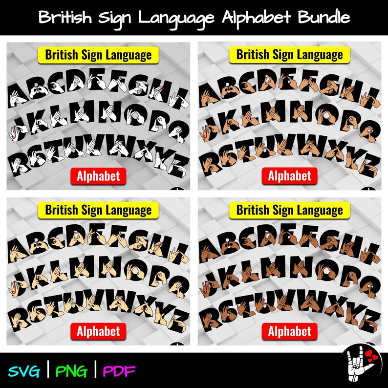 BSL Sign Language Alphabet SVG Bundle BSL Alphabet British Etsy