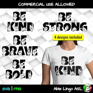 Gebarentaal SVG Bundel • Be Kind • ASL svg • cut files • Fingerspelling • American Sign Language • ASL clipart • Asl cut files • printable
