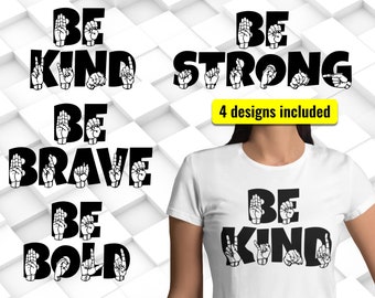 Sign Language SVG Bundle • Be Kind • ASL svg • cut files • Fingerspelling • American Sign Language • ASL clipart • Asl cut files • printable