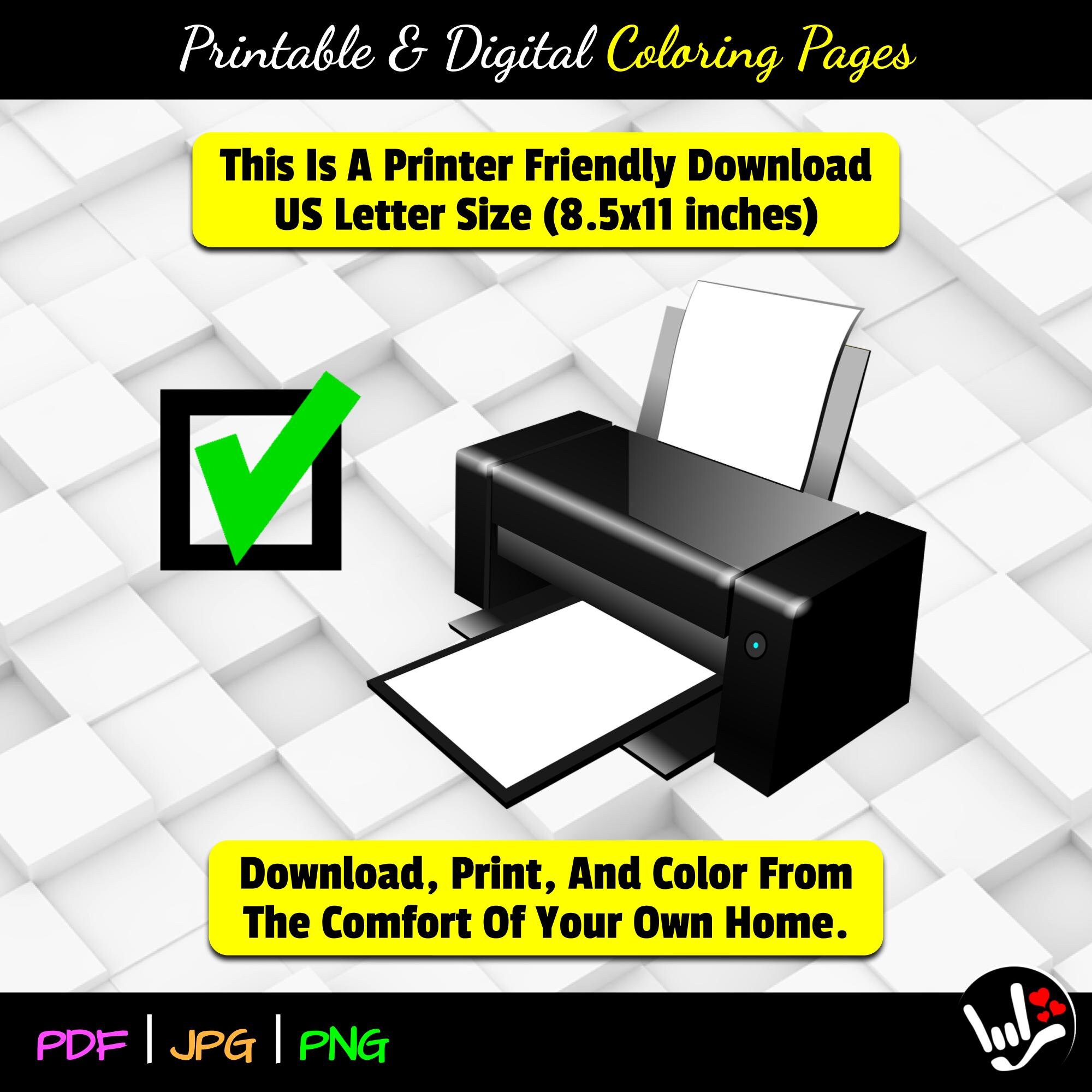 ASL Printable &amp; Digital Coloring Pages 8.5x11 Pdf Jpg Png - Etsy