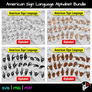 ASL SVG Bundle Sign Language Alphabet • ASL Alphabet • American Sign Language svg • Asl letters • cut files • skin tones • asl svg bundle