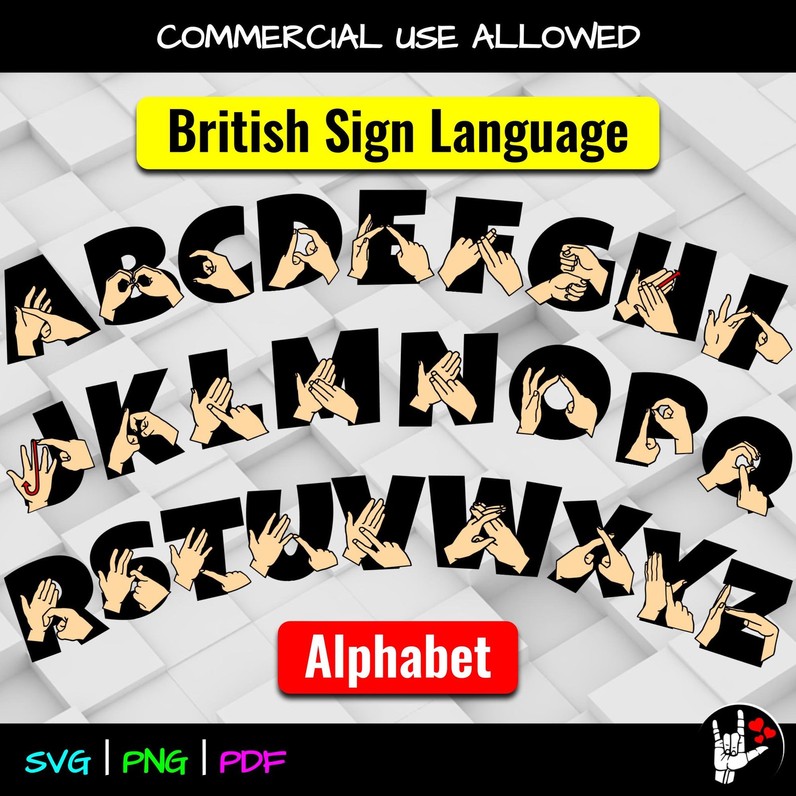 BSL Sign Language Alphabet SVG Bundle BSL Alphabet British Etsy
