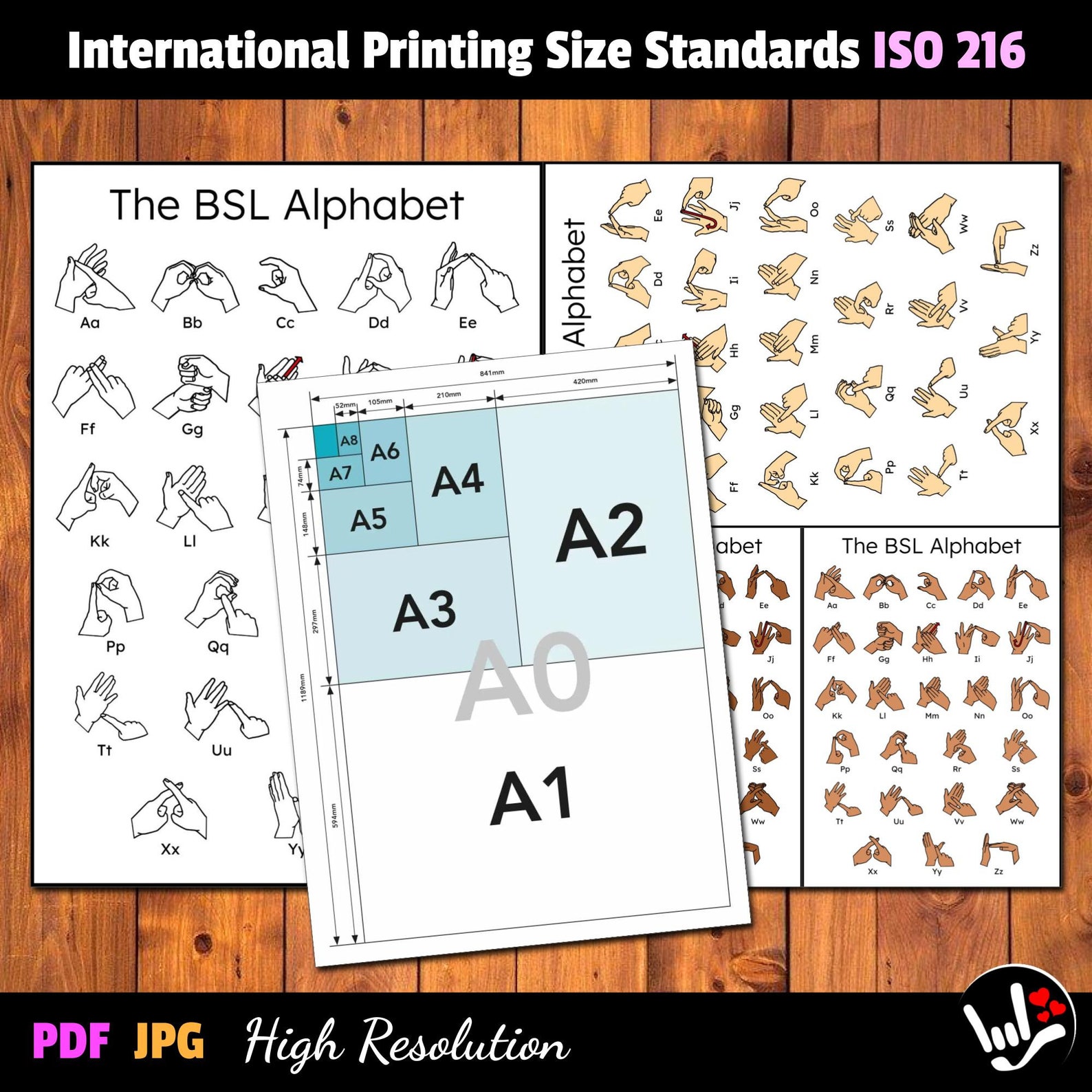 BSL Printable Alphabet Charts & Flashcards A4 Size BSL Etsy UK