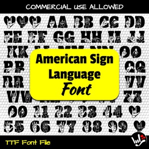 ASL Font TTF File • Type Asl Letters & Numbers + ILY Signs • Type In American Sign Language • Asl True Type Font • Sign Language ttf Font