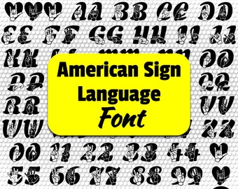 Fuente ASL • Letras y números del lenguaje de señas americano (archivo TTF)