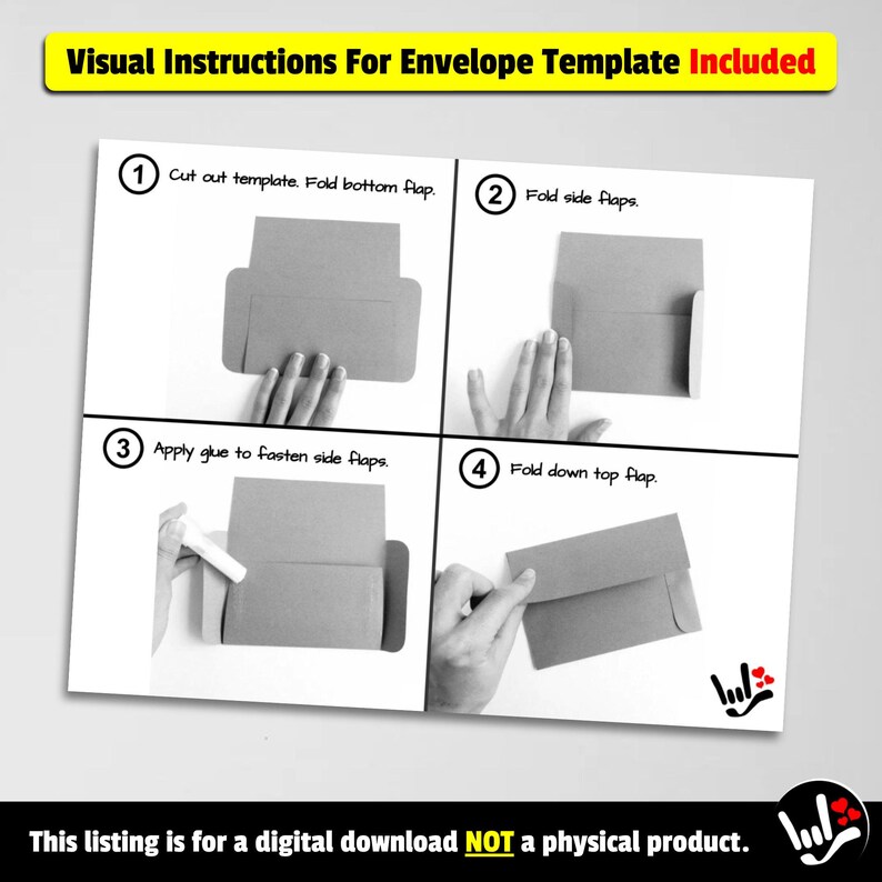 Envelope Asl Sign Printable ASL Birthday Card With Alphabet • FREE Envelope (digital ...
