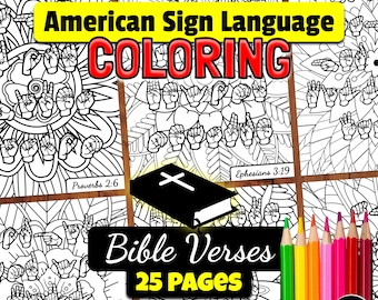 ASL Bible Verse Coloring Pages | Inspiring Scriptures (Digital Download)