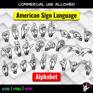 ASL SVG Sign Language Alphabet SVG • American Sign Language svg • asl Alphabet • Sign Language Clipart • asl svg png • cut files printable