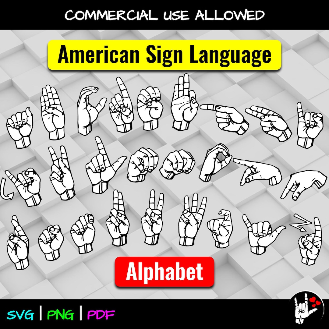ASL SVG Sign Language Alphabet SVG • American Sign Language Svg • Asl ...