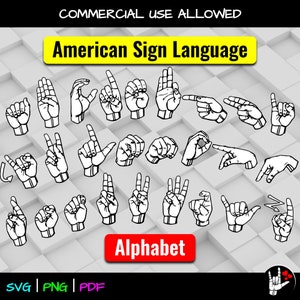 ASL SVG Sign Language Alphabet SVG • American Sign Language svg • asl Alphabet • Sign Language Clipart • asl svg png • cut files printable
