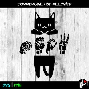 ASL SVG Hanging Cat MEOW • Sign Language svg • cut files • printable • American Sign Language • Asl clipart • sign language design • svg png
