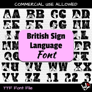 BSL Font TTF File • Auslan Font File • Type in British Sign Language • Auslan Bsl Sign Language • Bsl Auslan Font • Sign Language ttf Font