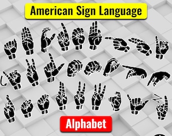 ASL SVG Sign Language Alphabet SVG • American Sign Language svg • asl Alphabet • Sign Language Clipart • asl svg png • cut files printable