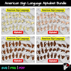 ASL SVG Bundle Sign Language Alphabet • ASL Alphabet • American Sign Language svg • Asl letters • cut files • skin tones • asl svg bundle
