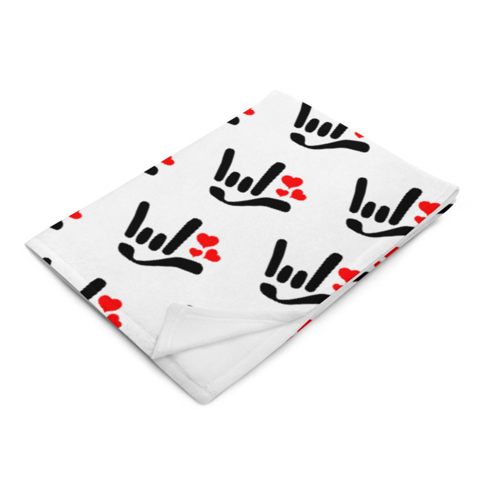 ASL ILY Throw Blanket American Sign Language Baby Blanket Etsy