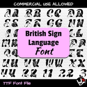 BSL Font TTF File • Auslan Font File • Type in British Sign Language • Auslan Bsl Sign Language • Bsl Auslan Font • Sign Language ttf Font