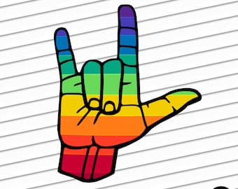 ASL ily PNG • Rainbow Hand • Sign Language png clipart • American Sign Language design • sign language design • I love you