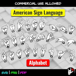 ASL SVG Sign Language Alphabet SVG • American Sign Language svg • asl Alphabet • Sign Language Clipart • asl svg png • cut files printable