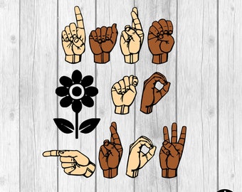ASL SVG • Dare To Grow  • Sign Language SVG • cut files • printable • American Sign Language • Asl clipart • sign language design • svg png