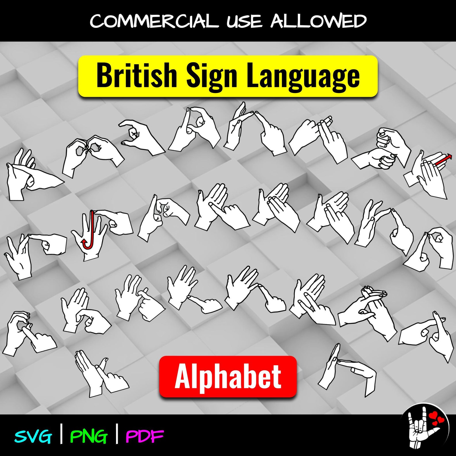 BSL Alphabet Sign Language Alphabet SVG British Sign | Etsy