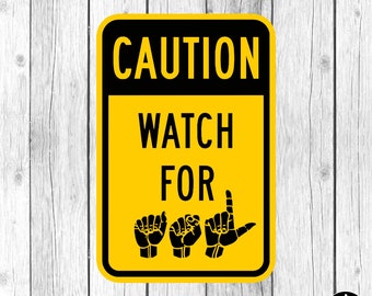 Caution Watch for ASL Sign SVG • Sign Language Clipart (Digital Download)