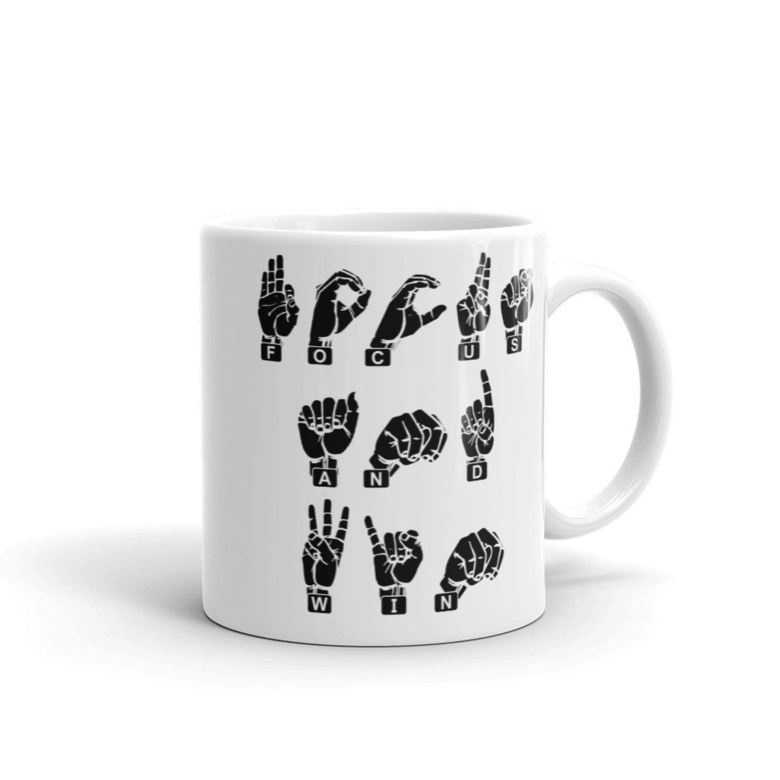 ASL Focus And Win Mug Sign Language Mug ASL Mug coffee Etsy