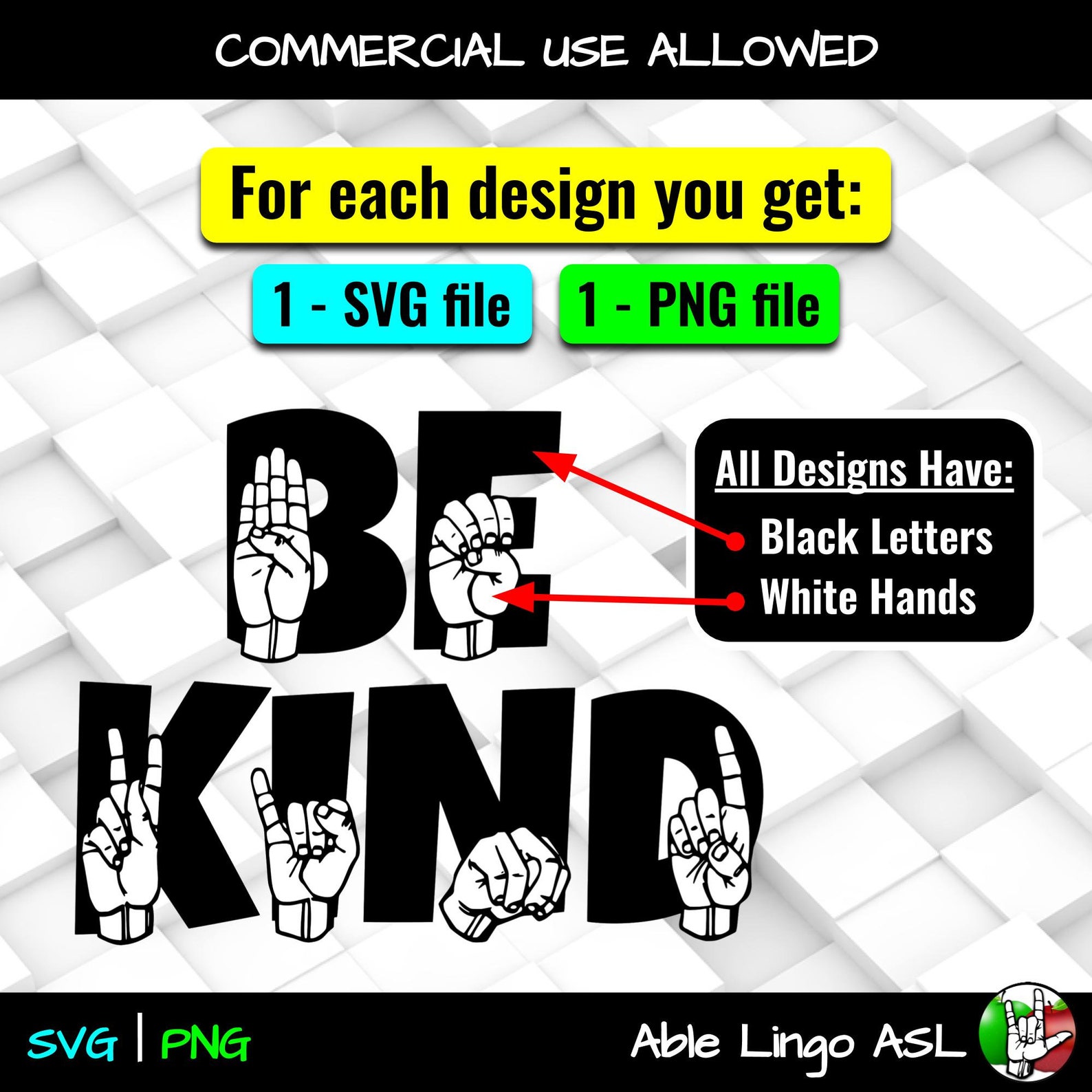 ASL SVG Bundle • Be Kind, Brave, Strong, Bold (digital Files) - Etsy