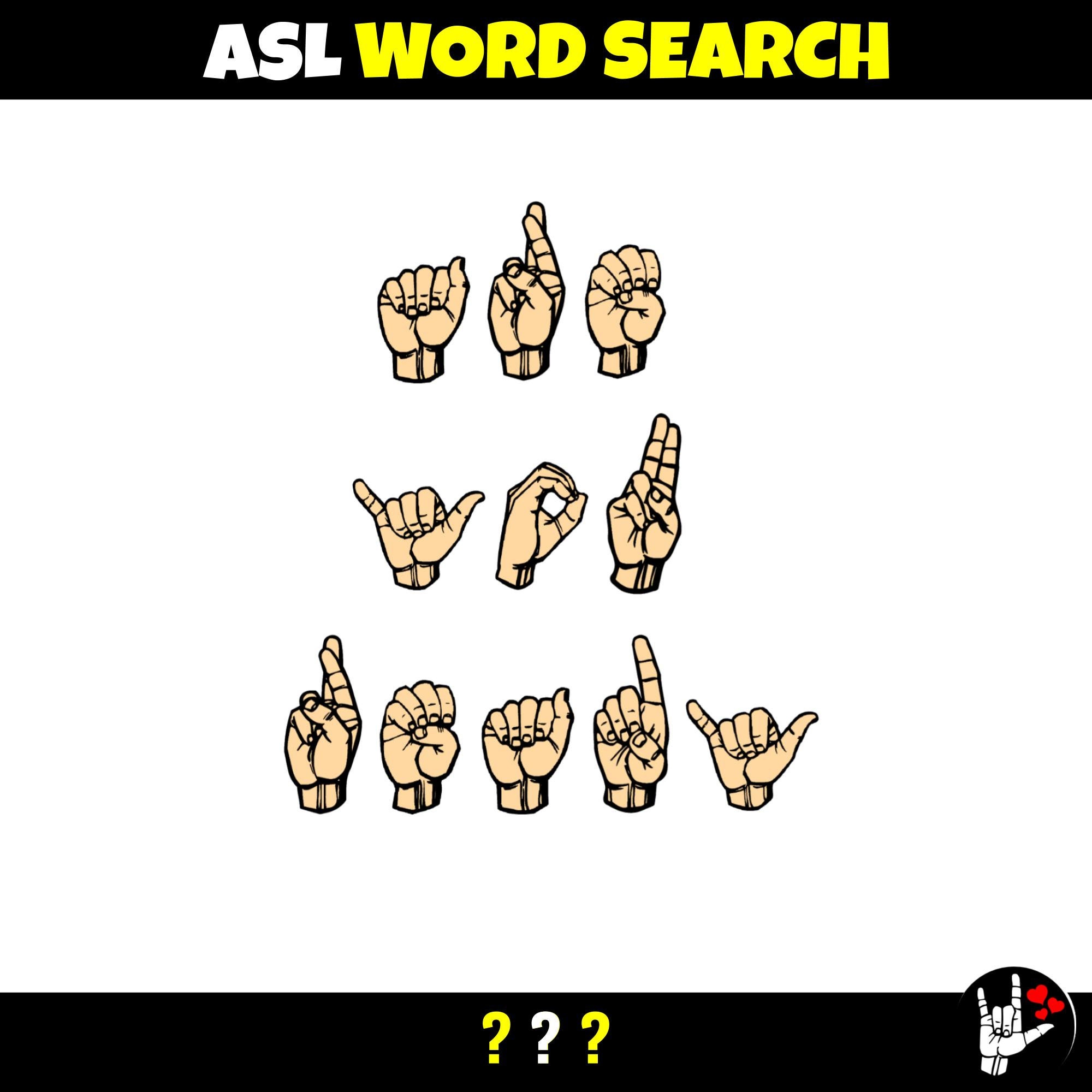 ASL Sign Language Word Search Printable ASL Word Search Etsy