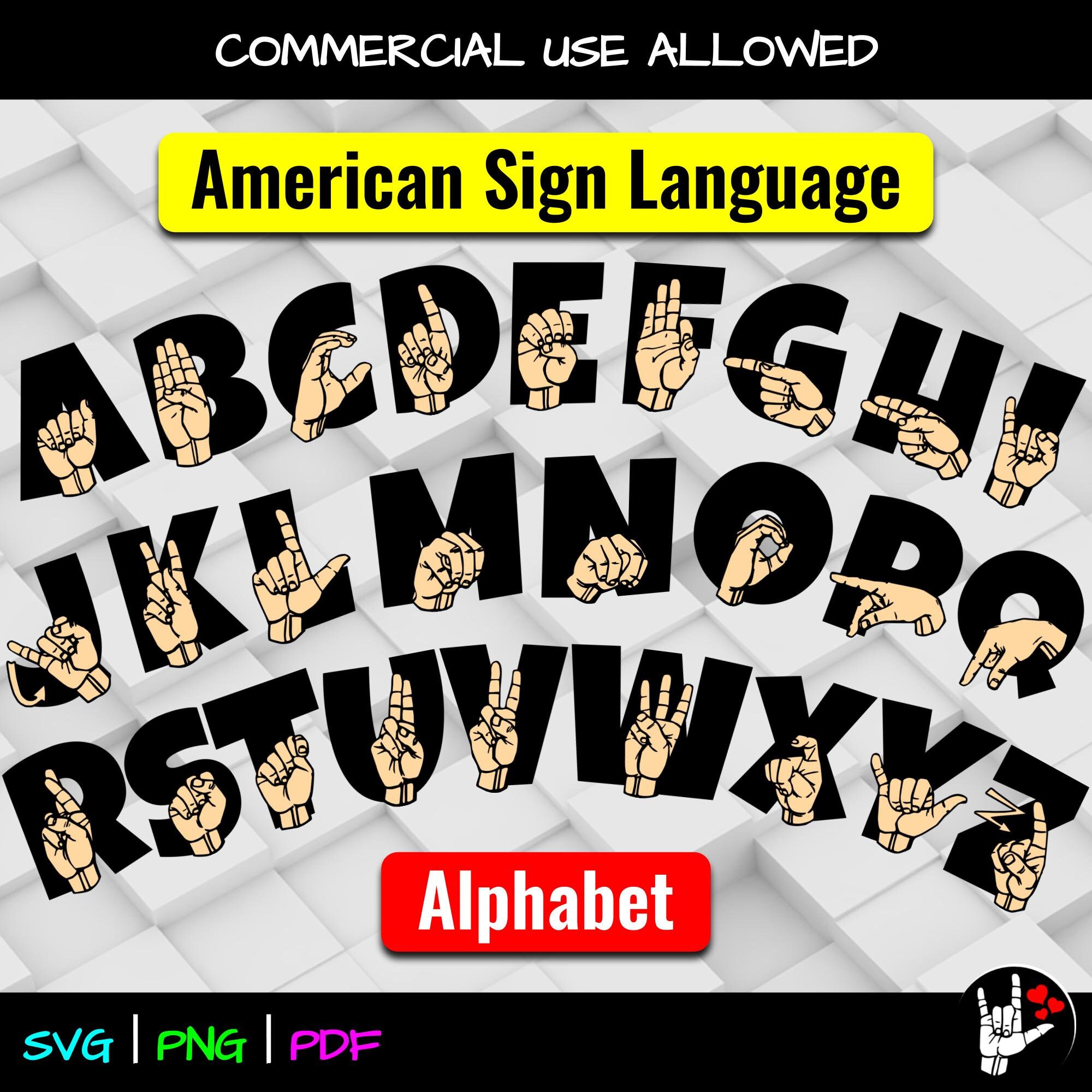 ASL SVG Sign Language Alphabet SVG • American Sign Language svg • asl Alphabet • Sign Language Clipart • asl svg png • cut files printable