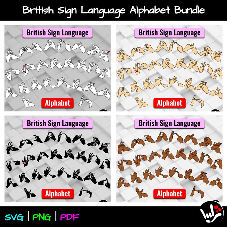 BSL Sign Language Alphabet SVG Bundle BSL Alphabet British Sign