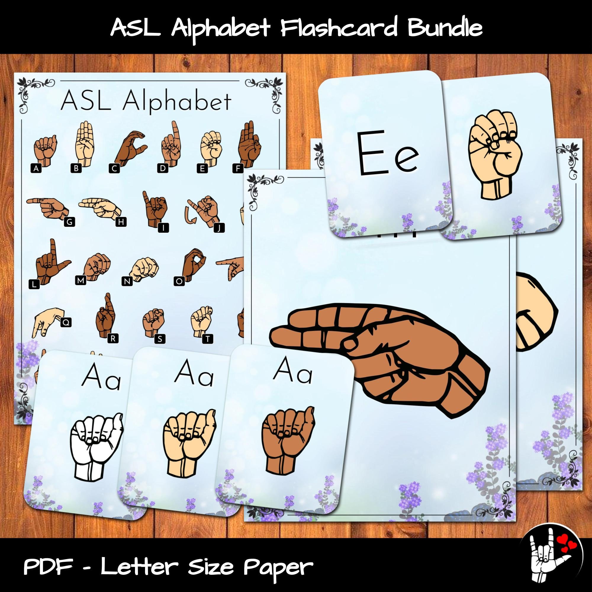 ASL Flashcards Sign Language Bundle ASL ABCs Abc Etsy España
