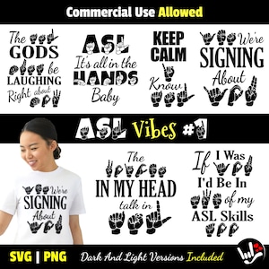 ASL Sign Language SVG Bundle • ASL Vibes #1 • svg png • cut files • Fingerspelling • American Sign Language • printable • Asl Hand Signs