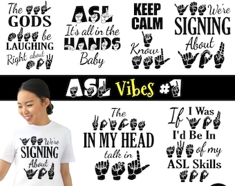 ASL Sign Language SVG Bundle • ASL Vibes #1 • svg png • cut files • Fingerspelling • American Sign Language • printable • Asl Hand Signs