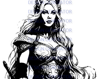 11 Shield Maiden SVG i PNG Bundle – pliki cyfrowe Norse Warrior Woman do grawerowania laserowego, CNC, wypalania w drewnie, naklejek i koszulek