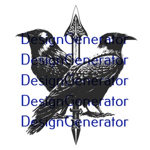 13 Odin&#39;s Ravens SVG and PNG Bundle – Hugin and Munin Norse Mythology Digital Files for Laser Engraving, CNC, Decals and T-Shirt Designs
