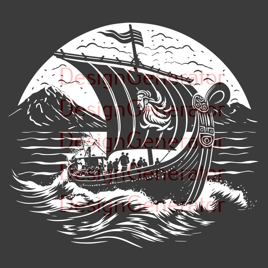 12 Viking Ship SVG and PNG Bundle – Norse Drakkar Longship Digital