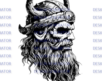 12 Viking Skull SVG i PNG Bundle – Projekty czaszek wojowników nordyckich do grawerowania laserowego, CNC, wypalania w drewnie, kalkomanii, naklejek i koszulek