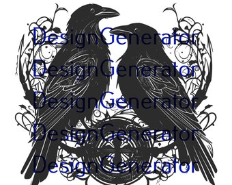 13 Odin's Ravens SVG i PNG Bundle – pliki cyfrowe mitologii nordyckiej Hugin i Munin do grawerowania laserowego, CNC, naklejek i projektów koszulek