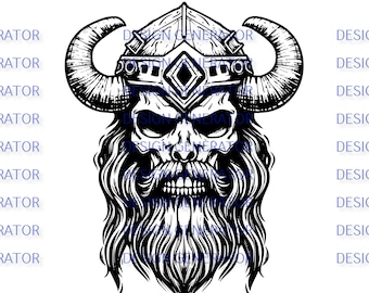 12 Viking Skull SVG i PNG Bundle – Projekty czaszek wojowników nordyckich do grawerowania laserowego, CNC, wypalania w drewnie, kalkomanii, naklejek i koszulek