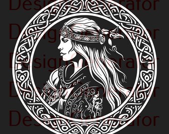 11 シールドメイデン SVG および PNG バンドル – レーザー彫刻、CNC、ウッドバーニング、デカール、T シャツ用の北欧の戦士の女性デジタルファイル