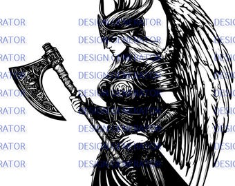 13 Valkyrie SVG i PNG Bundle – pliki cyfrowe Norse Warrior Goddess do grawerowania laserowego, CNC, wypalania w drewnie, kalkomanii, koszulek i naklejek