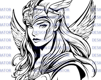 12 Valkyrie SVG i PNG Bundle – pliki cyfrowe Norse Warrior Goddess do grawerowania laserowego, CNC, wypalania w drewnie, kalkomanii, koszulek i naklejek