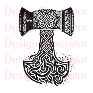 Lot de 13 Mjolnir SVG et PNG - Fichiers numériques Marteau de Thor nordique pour gravure laser, CNC, gravure sur bois, décalcomanies, t-shirts et autocollants