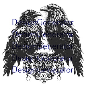13 Odin&#39;s Ravens SVG and PNG Bundle – Hugin and Munin Norse Mythology Digital Files for Laser Engraving, CNC, Decals and T-Shirt Designs