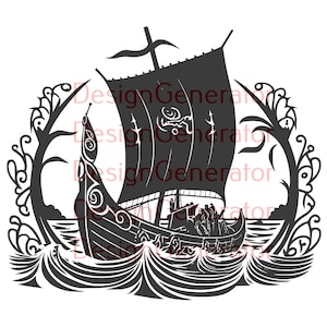 12 Viking Ship SVG and PNG Bundle – Norse Drakkar Longship Digital Files for Laser Engraving, CNC, Wood Burning, Decals, and T-Shirts