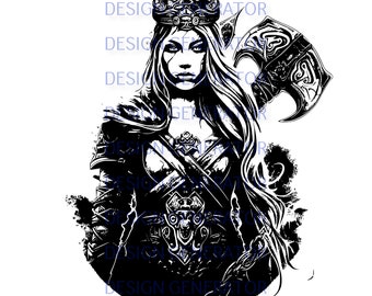11 Shield Maiden SVG i PNG Bundle – pliki cyfrowe Norse Warrior Woman do grawerowania laserowego, CNC, wypalania w drewnie, naklejek i koszulek