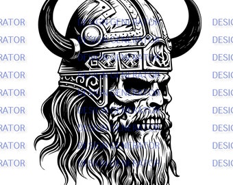12 Viking Skull SVG i PNG Bundle – Projekty czaszek wojowników nordyckich do grawerowania laserowego, CNC, wypalania w drewnie, kalkomanii, naklejek i koszulek