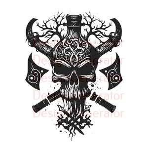 11 Viking Skull SVG and PNG Bundle – Norse Warrior Skull Digital Files for Laser Engraving, CNC, Wood Burning, Decals, T-Shirts Designs