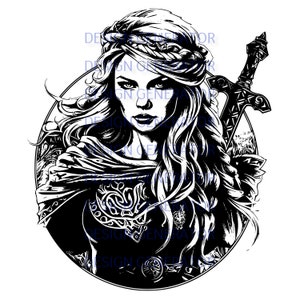 11 Shield Maiden SVG and PNG Bundle – Norse Warrior Woman Digital Files for Laser Engraving, CNC, Wood Burning, Decals, and T-Shirts